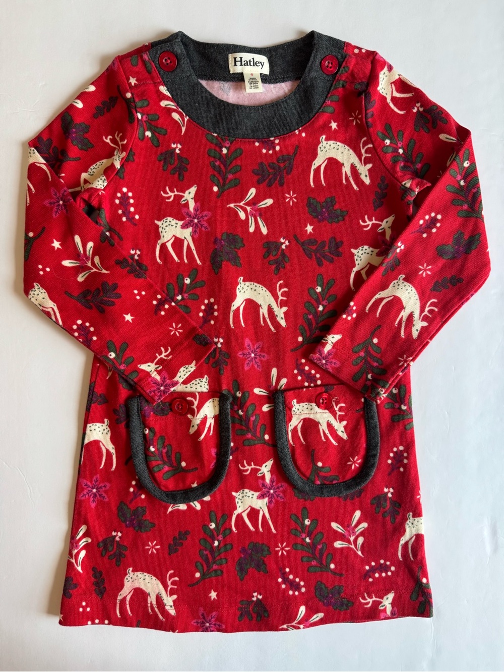 Hatley Red Reindeer Print Knit Dress - 4